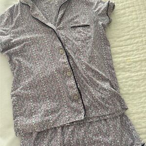 roller rabbit purple Elephant-Print Short Pajama Set